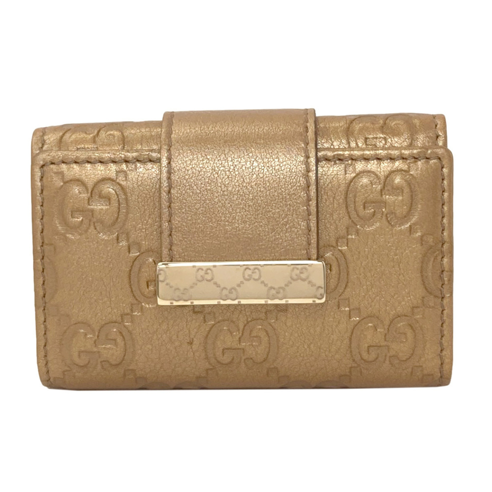 Gucci 212098 GG Signature Shima Key Case Leather Women's GUCCI
